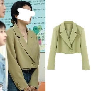 [现货]蔡文静同款秋季新款设计感短款小西装外套时尚百搭上衣女潮
