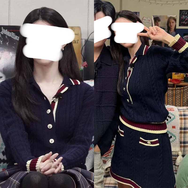 [每日上新]高允真款时尚套装撞色小香风收腰毛织上衣+短裙两件套,女装/女士精品,休闲运动套装,淘宝优惠券,粉丝福利购,淘宝优惠卷