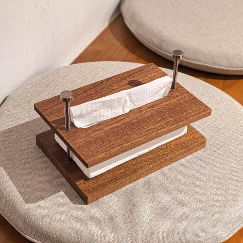 中古风乌檀木纸巾架桌面