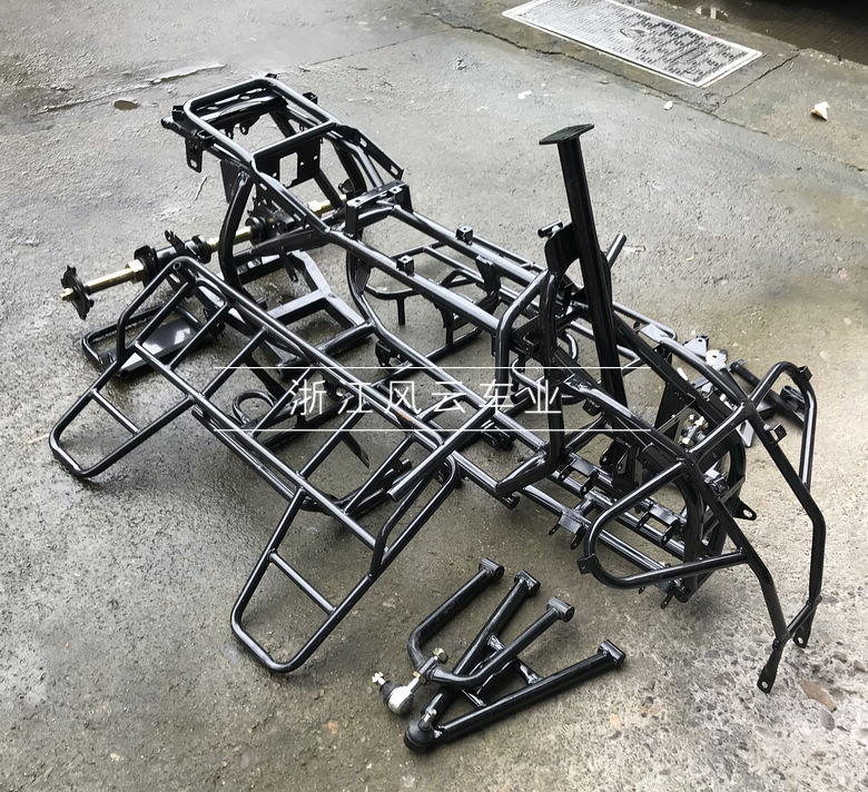 四轮越野摩托车配件 无极变速GY6大公牛沙滩车车架总成单双筒后桥
