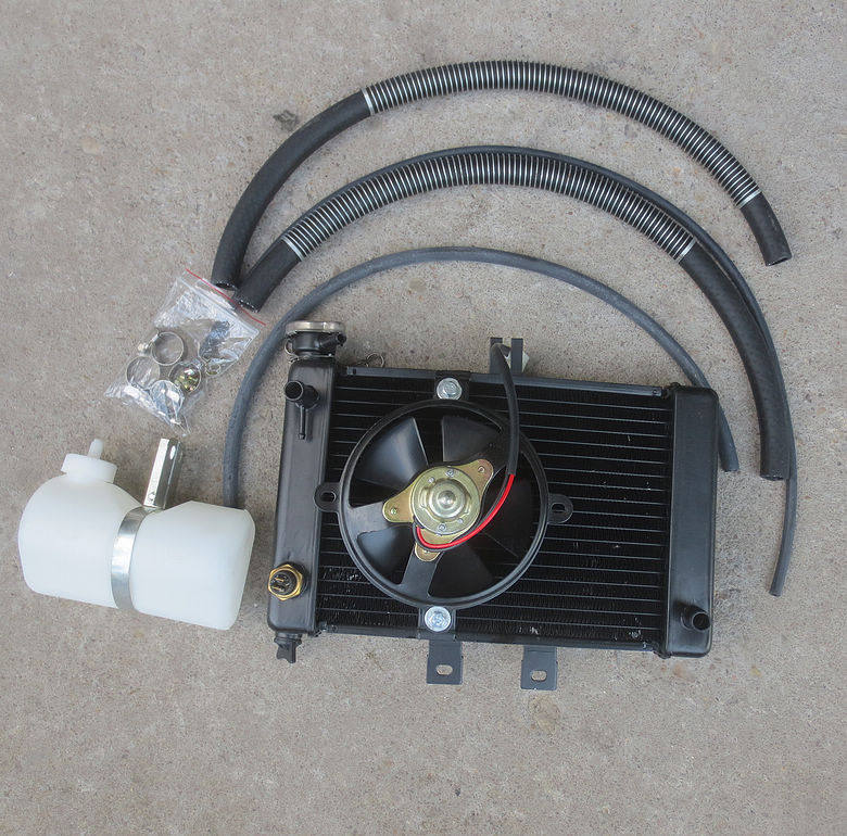 ATV 沙滩摩托车配件 大悍马沙滩车改装水箱 水冷发动机水箱风扇