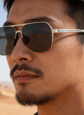 2026新款时尚方框尼龙偏光太阳镜男款复古双梁简约防晒墨镜男跨境