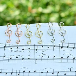 电镀金属音符回形针创意音乐文具高音谱号小书签高音符书签礼物