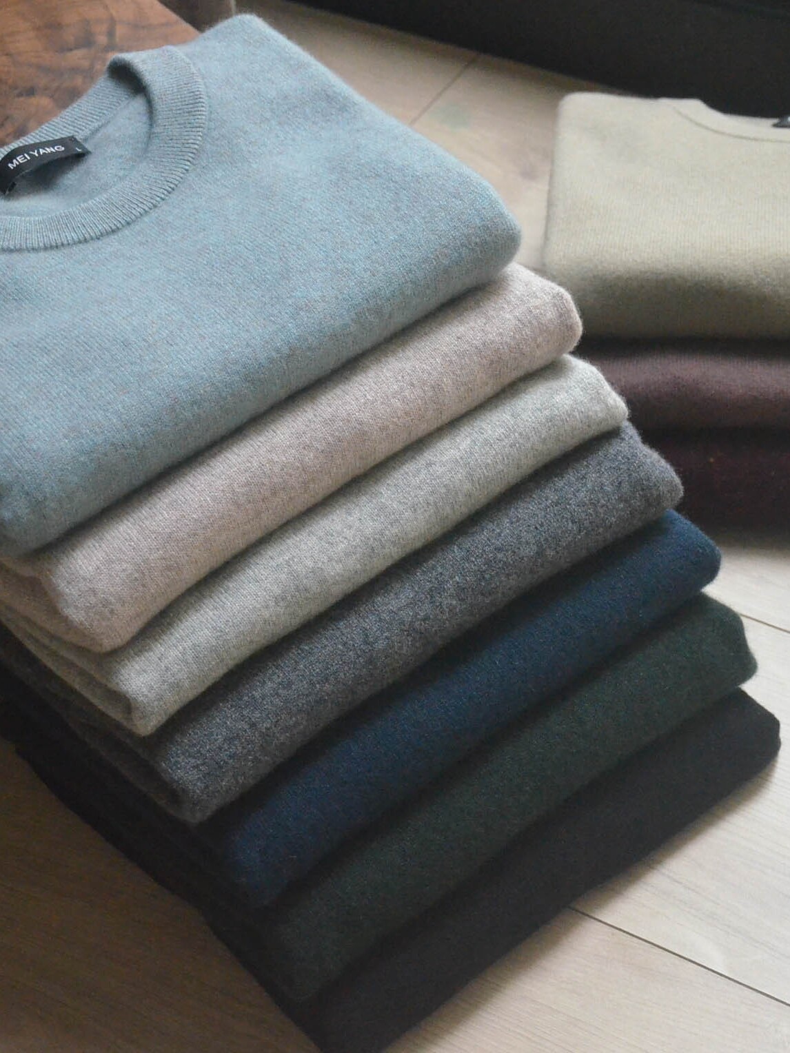 오리지널 CONSINEE 100 캐시미어 - 남성용 클래식 라운드 넥 풀오버 긴 소매 니트 캐시미어 스웨터 12 바늘 실