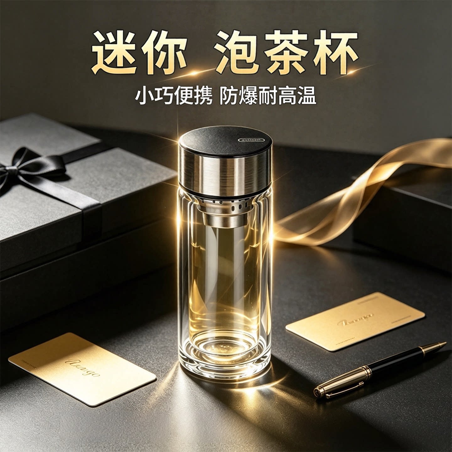 迷你小巧精致双层玻璃杯便携口袋杯泡茶杯耐热防烫加厚高硼硅水杯