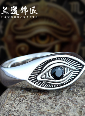 欧美男士恶魔之眼925银戒指