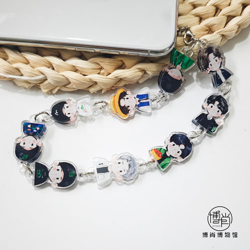 博肖博物馆定制王一博周边摩托可爱原创卡通高透亚克力手机链挂件