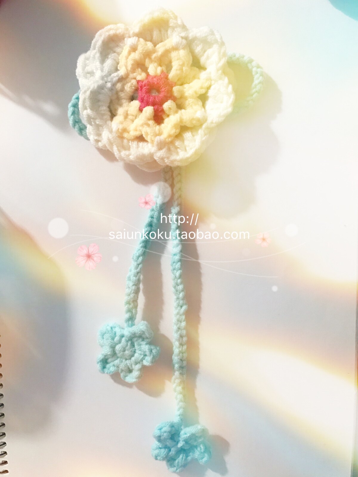 纯手工～牛奶棉100%拼色钩花古风日式和风Lolita发饰服饰带边夹