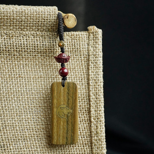 绿檀木镶铜十二星座挂件镶嵌白羊座钥匙扣朱砂元宝无事牌网红包挂