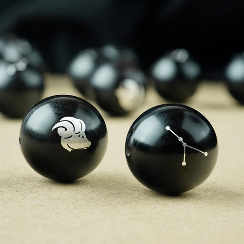 黑檀木镶银十二星座散珠手串珠紫光檀镶嵌个性时尚手饰品配件定制