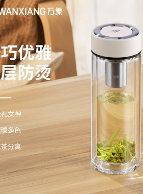 万象WANXIANG茶水分离玻璃泡茶杯子礼物水杯2024新款女男家用茶杯