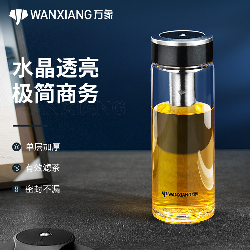 万象玻璃杯单层男女士大容量直身泡茶杯高档透明水晶玻璃杯水杯,餐饮具,玻璃杯,淘宝优惠券,粉丝福利购,淘宝优惠卷