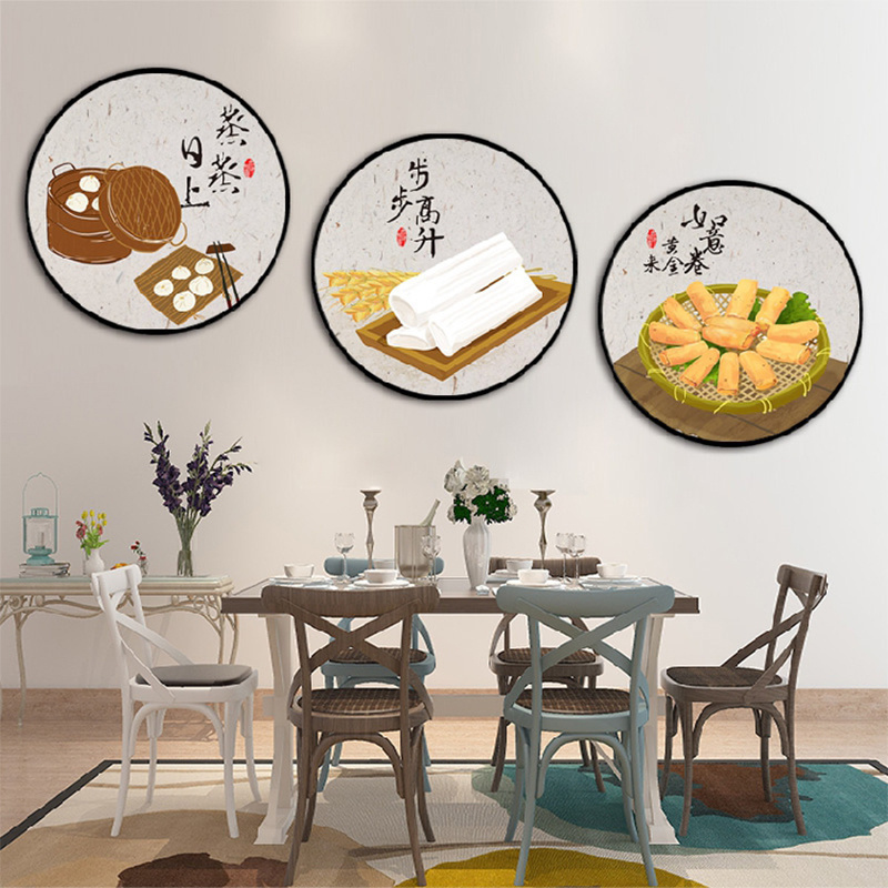 餐厅装饰画创意饭厅圆形餐馆壁画墙壁画厨房餐桌蔬菜饭店墙面挂画图片