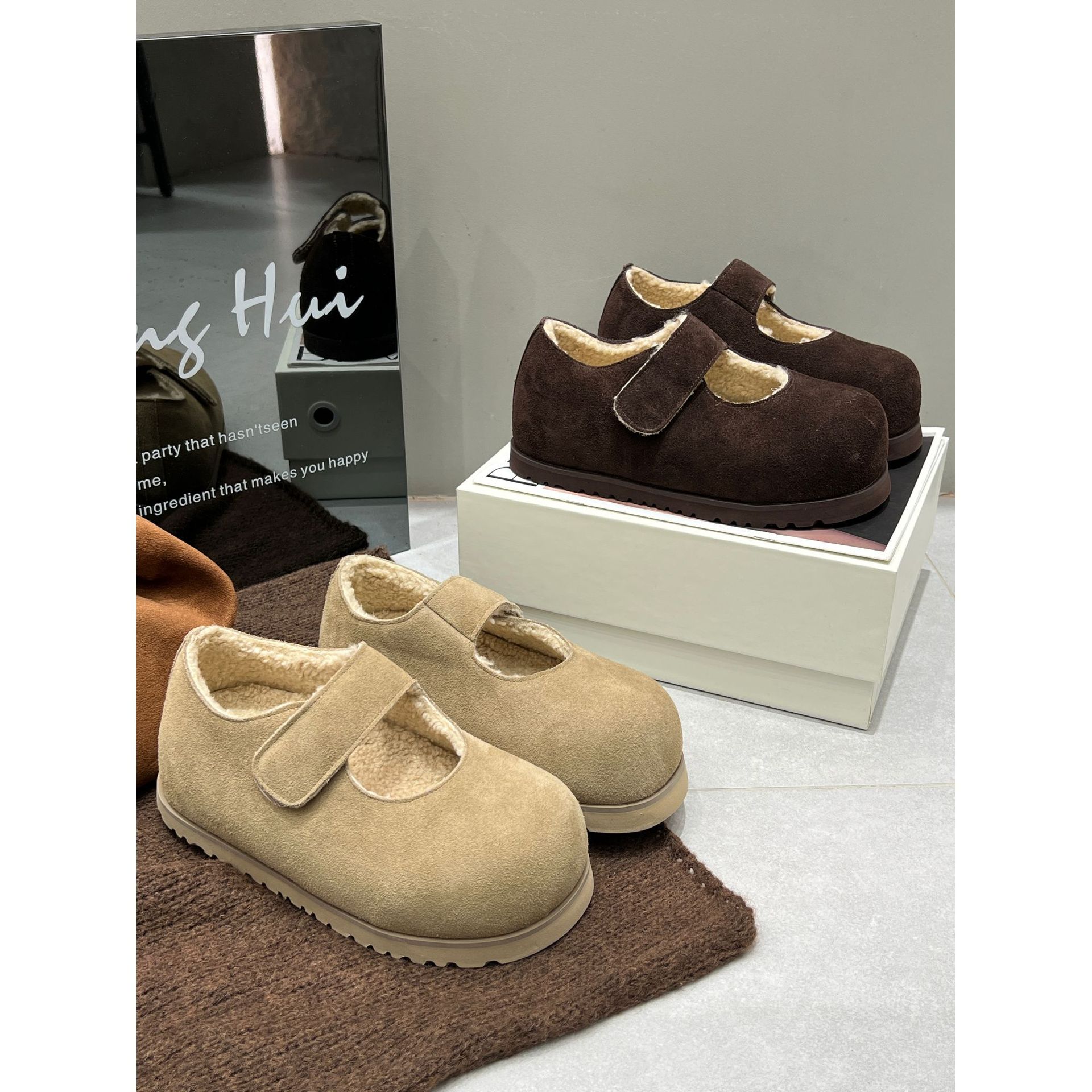 厚底勃肯鞋包头毛毛鞋女外穿