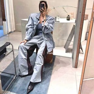 潮酷翻领多口袋宽松长袖 韩国正品 时尚 25秋新INS博主 牛仔外套 代购