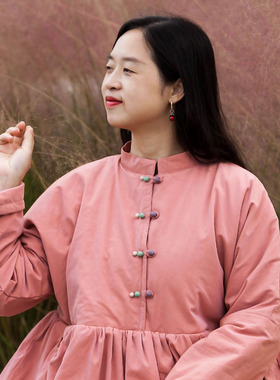 念旧原创/1128C 文艺高密精梳棉加新雪丽袍子女宽松加厚棉连衣裙