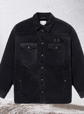 李宁正品冬季新款男子刺绣宽松保暖灯芯绒中长款棉服外套AFMR459