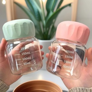 迷你小号胖胖玻璃杯耐高温刻度水杯轻奢高级感礼品杯子牛奶logo