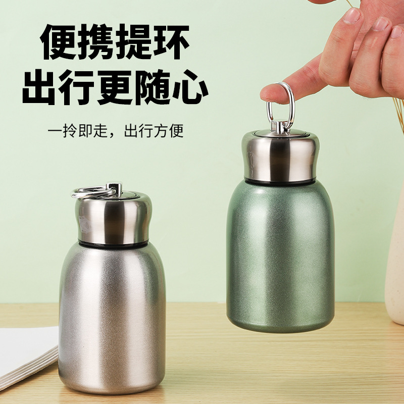 304不锈钢保温杯带提环多层锁温水杯创意多款小胖丁迷你水壶定制