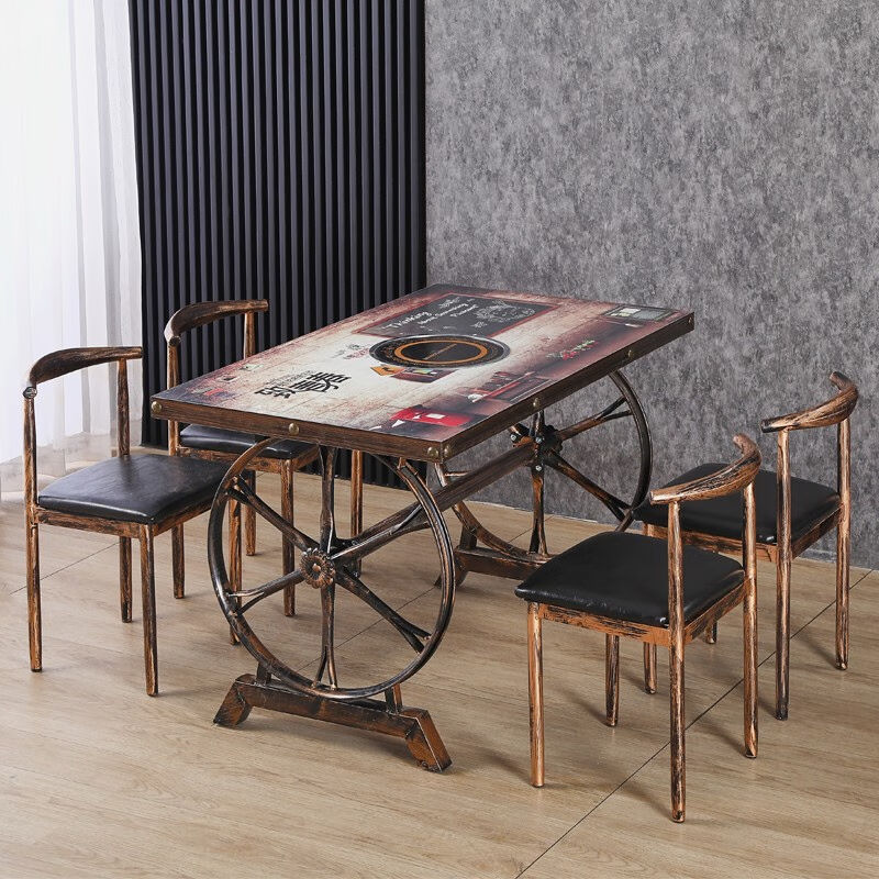 火锅桌子电磁炉一体桌椅打边炉餐桌椅商用一锅香饭店快餐圆桌120*