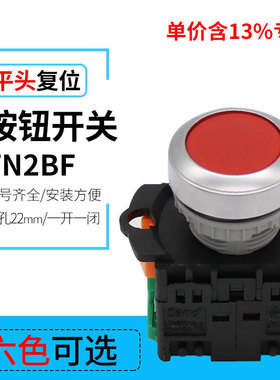 专票价直销TN2BF 平头自复位按钮开关 22mm口径 红绿黄黑色积木式