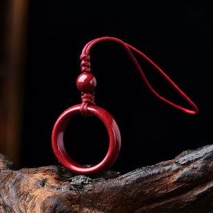 天然朱砂手机链挂绳紫金砂u盘挂件女男情侣戒指环扣防丢挂饰吊绳