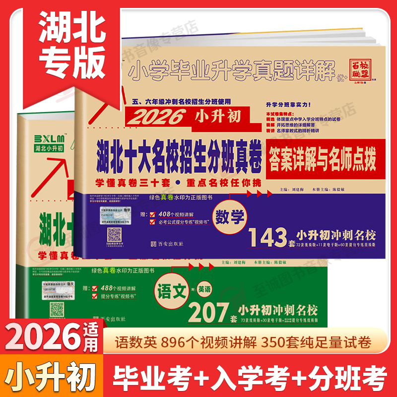 2026湖北十大名校入学摸底真卷语文数学英语纯足量武汉小学毕业升学真题详解五六年级冲刺名校小升初重点专用百校联盟招生分班卷