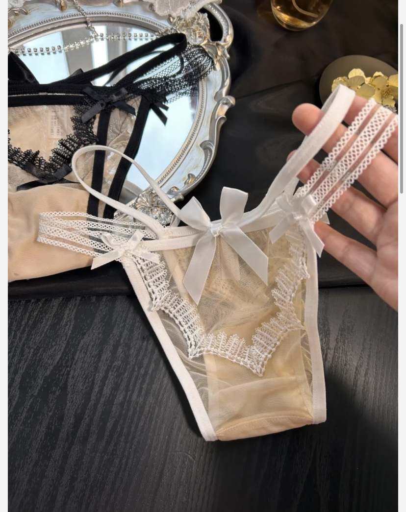 任意4件包邮纯欲性感低腰交叉细带蕾丝蝴蝶结三角裤内裤女生法式