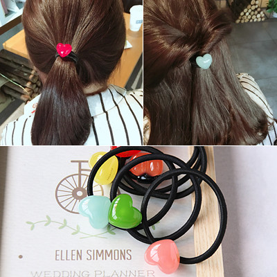 韩国饰品甜美风糖果色爱心发圈