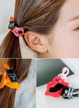 AngelRena韩国进口发饰品 韩版韩式嘴唇口红发圈皮筋发绳头绳G2