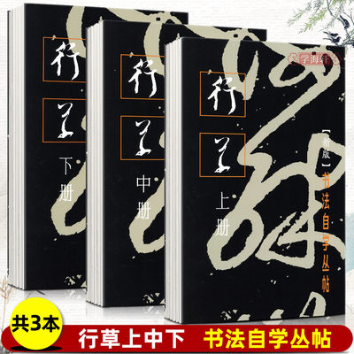 共3本行草上中下册书法自学丛帖行草毛笔软笔碑帖练字帖书法书法行草入门教程简体旁注苏轼赵孟頫祝允明王铎上海书画出版社