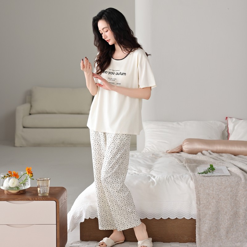 莫代尔睡衣女款夏季薄款短袖长裤套装休闲宽松可外穿家居服带胸垫,女士内衣/男士内衣/家居服,睡衣/家居服套装,淘宝优惠券,粉丝福利购,淘宝优惠卷
