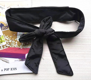 热卖羽绒服腰带款 冬季女款光板哑光黑米白4厘米宽打结蝴蝶结绑带