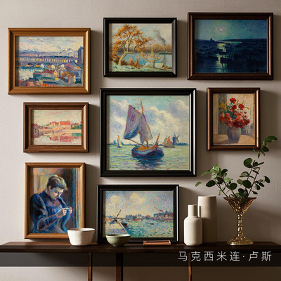 法国马克西米连卢斯印象派点彩风格巴黎夜晚风景建筑人物挂画画芯