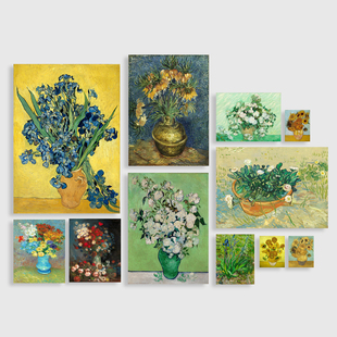 梵高艺术花卉印象派挂画棉质油画布画芯带作品名字复古名画微喷