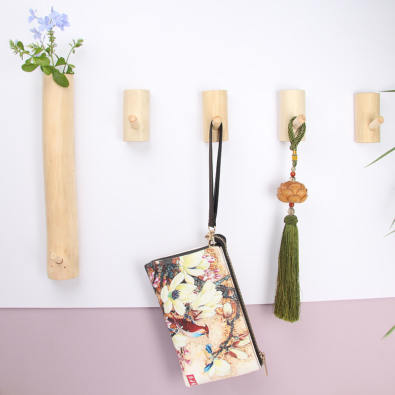 创意实木挂钩无痕免打孔挂衣钩原木田园风衣帽钩墙上包包衣服挂架,收纳整理,挂钩/粘钩,淘宝优惠券,粉丝福利购,淘宝优惠卷