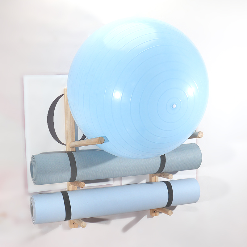实木瑜伽垫收纳架瑜伽球放置架