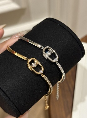 轻奢高级感银色金色微镶锆石灵动手环独特设计时尚百搭气质手