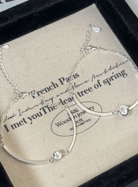 S925纯银弯管猫眼珠手链精致INS风气质设计感百搭叠戴手饰BLI349