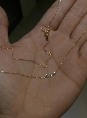 ins风金色三钻微镶细款项链女韩系小众轻奢精致高级感气质锁骨链