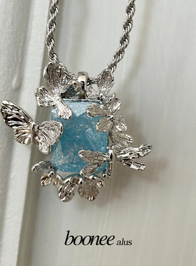 Boonee alus高级感锁骨链气质蝴蝶花朵原创小众设计锆石轻奢项链