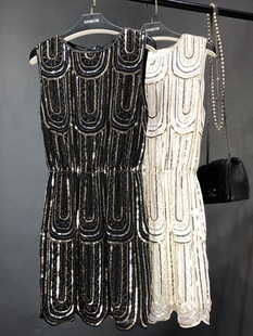 重工钉珠夏季 性感亮片连衣裙通勤松紧腰显瘦打底背心裙女 2020新款