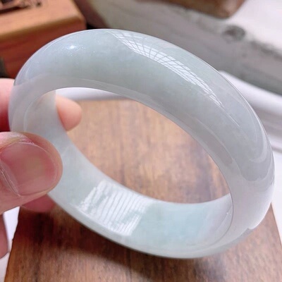 纯天然浅白色A货细糯糯冰种水水润白月光浅绿浅紫玉石手镯