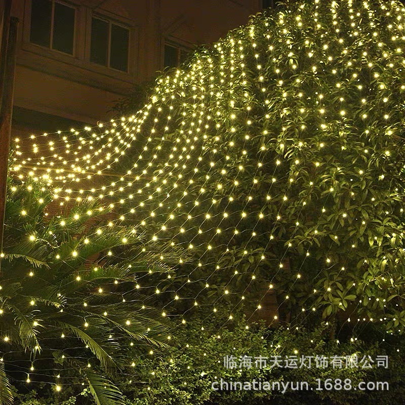 工厂led网灯圣诞节户外公园庭院节日装饰彩灯串满天星渔网灯