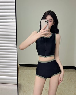 游泳馆专用泳衣女分体保守学生运动大小胸高腰遮肚显瘦泡温泉泳装