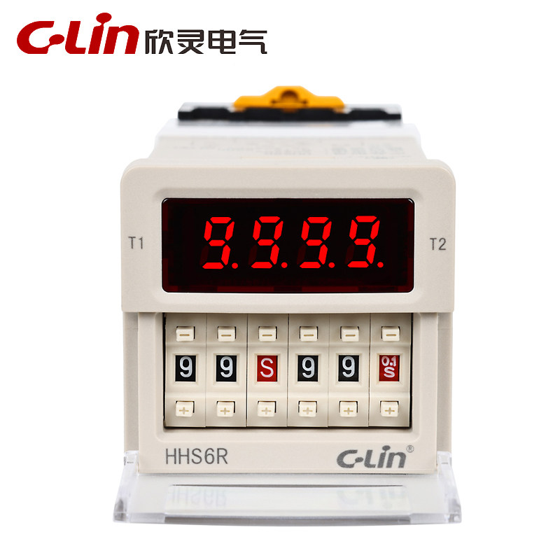 CLin欣灵牌HHS6R AC220V DC24V数显循环双延时时间继电器 带底座