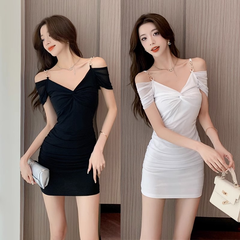 夜店性感女装吊带露肩包臀短裙桑拿小姐连衣裙洗浴沐足spa技师服