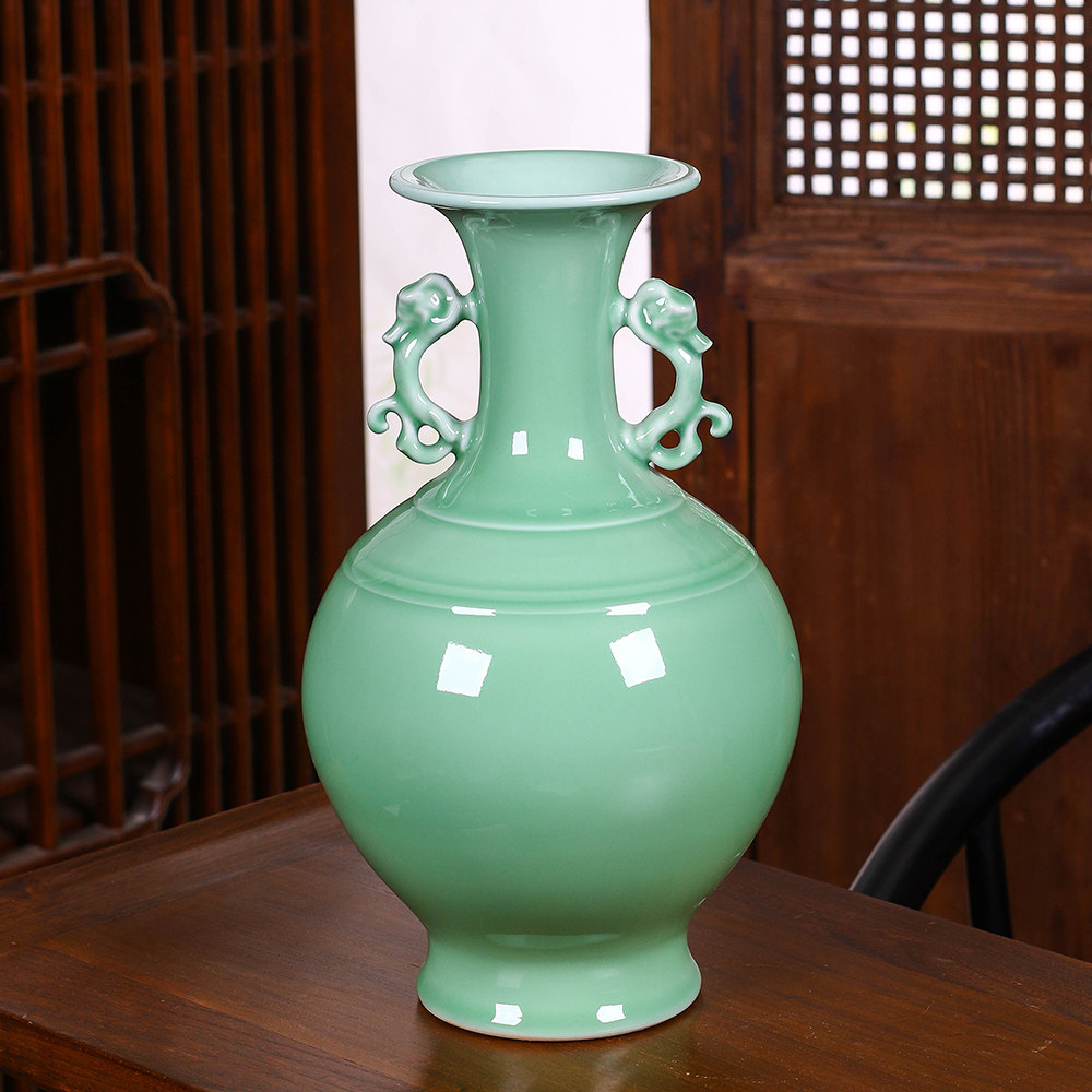 景德镇陶瓷器手工影青釉花瓶插花装饰品电视柜新中式家居客厅摆件