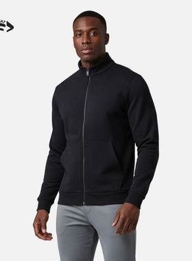 简约运动风立领拉链休闲纯棉外套教练工服企业定制印logo