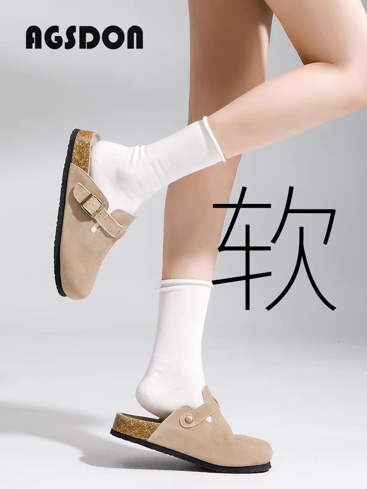 奥古狮登勃肯鞋半拖鞋女外穿秋季2026新款一脚蹬厚底超火足弓支撑